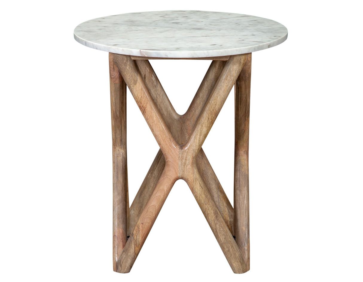 Wyman Banswara 20″ Round White Marble Top End Table from Steve Silver - Luna Furniture