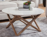 Wyman Banswara 36″ Round White Marble Top Cocktail Table from Steve Silver - Luna Furniture