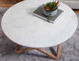 Wyman Banswara 36″ Round White Marble Top Cocktail Table from Steve Silver - Luna Furniture