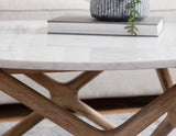 Wyman Banswara 36″ Round White Marble Top Cocktail Table from Steve Silver - Luna Furniture