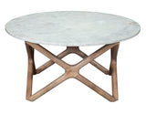 Wyman Banswara 36″ Round White Marble Top Cocktail Table from Steve Silver - Luna Furniture