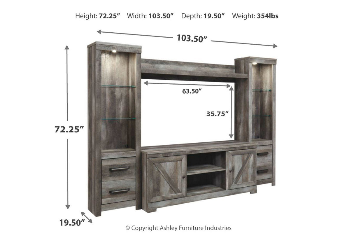 Wynnlow Gray 4-Piece Entertainment Center from Ashley Furniture - Luna Furniture