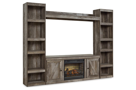Wynnlow Gray 4-Piece Entertainment Center with Electric Fireplace from Ashley - Luna Furniture