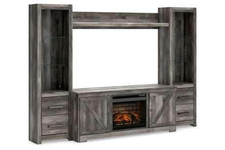 Wynnlow Gray 4-Piece Entertainment Center with Electric Fireplace from Ashley - Luna Furniture