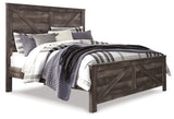 Wynnlow King Crossbuck Panel Bed with Mirrored Dresser, Chest and 2 Nightstands in Gray from Ashley - Luna Furniture