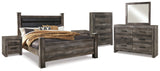 Wynnlow King Poster Bed with Mirrored Dresser and 2 Nightstands in Gray from Ashley - Luna Furniture