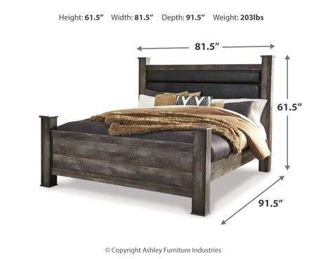 Wynnlow King Poster Bed with Mirrored Dresser and 2 Nightstands in Gray from Ashley - Luna Furniture