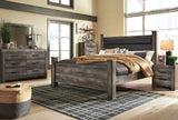 Wynnlow King Poster Bed with Mirrored Dresser and 2 Nightstands in Gray from Ashley - Luna Furniture