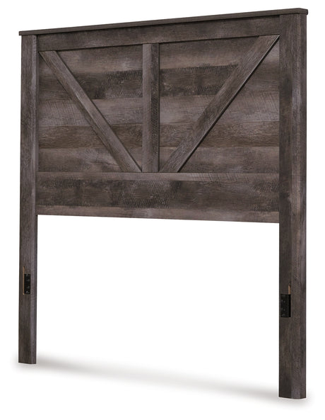 Wynnlow Queen Crossbuck Panel Bed with Mirrored Dresser and 2 Nightstands in Gray from Ashley - Luna Furniture