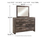 Wynnlow Queen Crossbuck Panel Bed with Mirrored Dresser and Chest in Gray from Ashley - Luna Furniture