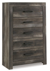 Wynnlow Queen Crossbuck Panel Bed with Mirrored Dresser and Chest in Gray from Ashley Furniture - Luna Furniture