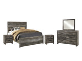 Wynnlow Queen Panel Bed with Mirrored Dresser and 2 Nightstands in Gray from Ashley - Luna Furniture