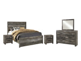 Wynnlow Queen Panel Bed with Mirrored Dresser and 2 Nightstands in Gray from Ashley Furniture - Luna Furniture