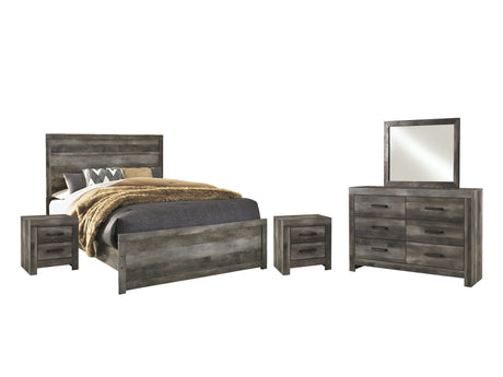 Wynnlow Queen Panel Bed with Mirrored Dresser and 2 Nightstands in Gray from Ashley - Luna Furniture