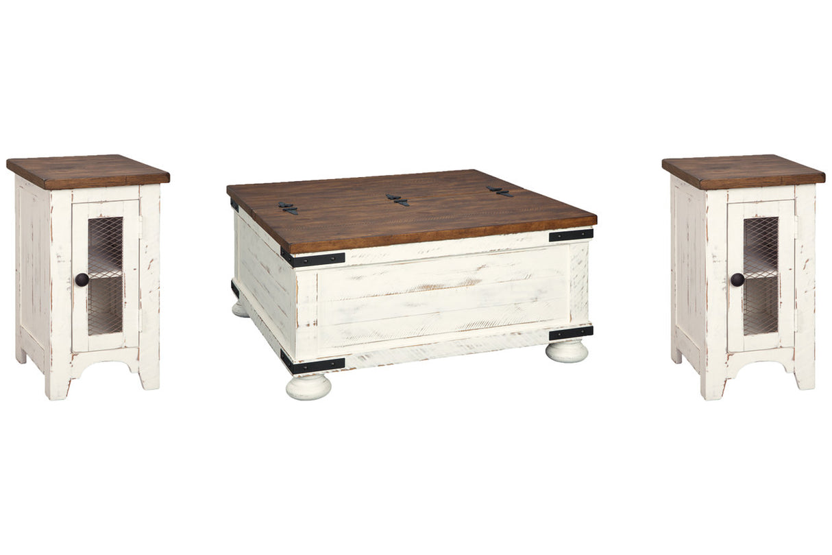 Wystfield White/Brown Coffee Table and 2 Chairside End Tables from Ashley - Luna Furniture