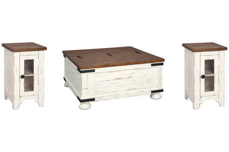Wystfield White/Brown Coffee Table and 2 Chairside End Tables from Ashley - Luna Furniture