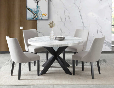Xena Ebony/Light Gray Round Marble Top Dining Room Set from Steve Silver - Luna Furniture