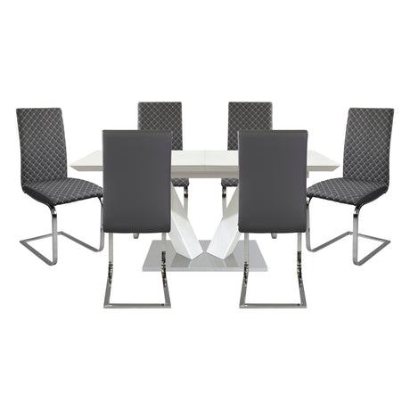 Yannis Chrome Metal/Gray Faux Leather Dining Room Set from Homelegance - Luna Furniture