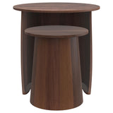 Yency Mango Brown 2-Piece Solid Wood Round Nesting Table from Coaster - Luna Furniture