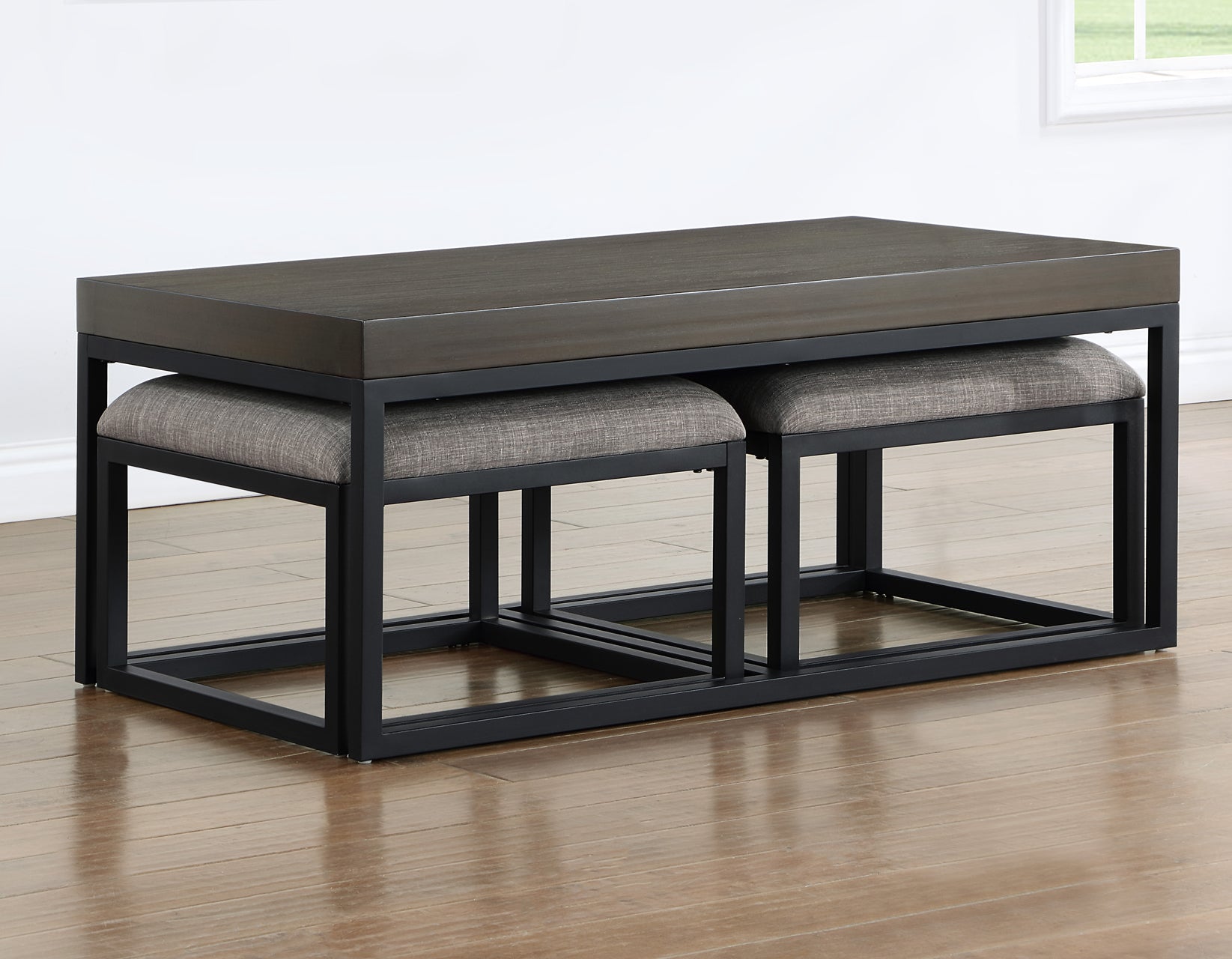 Yukon Rectangular Nesting Coffee Table with 2 Stools – Luna Furniture