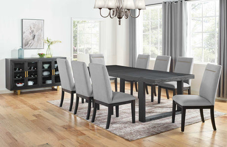 Yves Black/Gray 5 Piece Dining Set (Table & 4 Gray Performance Side Chairs) from Steve Silver - Luna Furniture