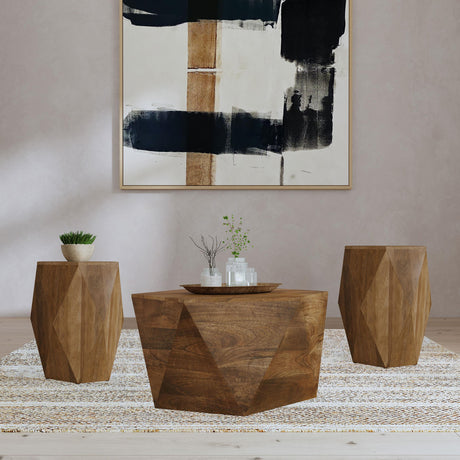 Zalika Natural 3-Piece Solid Wood Coffee and End Table Set from Coaster - Luna Furniture