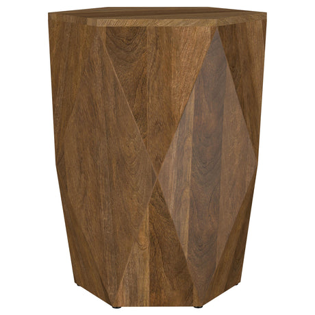 Zalika Natural Hexagonal Solid Mango Wood End Table from Coaster - Luna Furniture