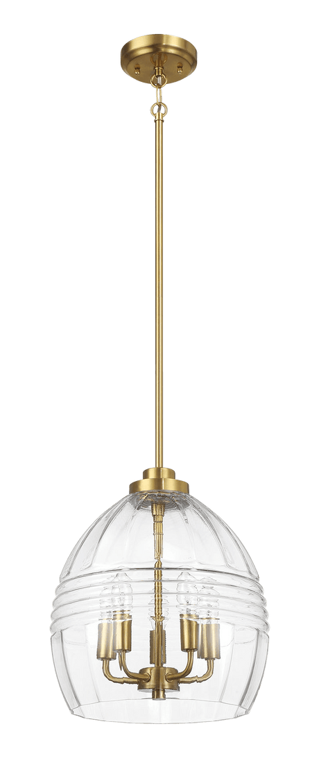 Zen Five Pendant Chain Hanging Light with Clear Glass - Satin Brass from Midinmod - Luna Furniture