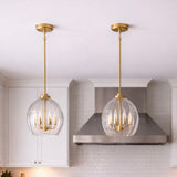 Zen Five Pendant Chain Hanging Light with Clear Glass - Satin Brass from Ashcroft Furniture - Luna Furniture
