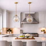 Zen Five Pendant Chain Hanging Light with Clear Glass - Satin Brass from Ashcroft Furniture - Luna Furniture