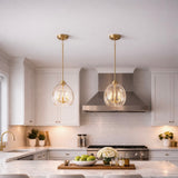 Zen Five Pendant Chain Hanging Light with Clear Glass - Satin Brass from Ashcroft Furniture - Luna Furniture