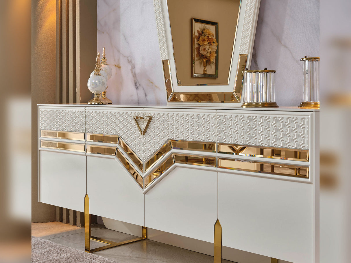 Zen Diningroom (Consol With Mirror & Dining Table & 6 Dining Chair) from Furnia - Luna Furniture