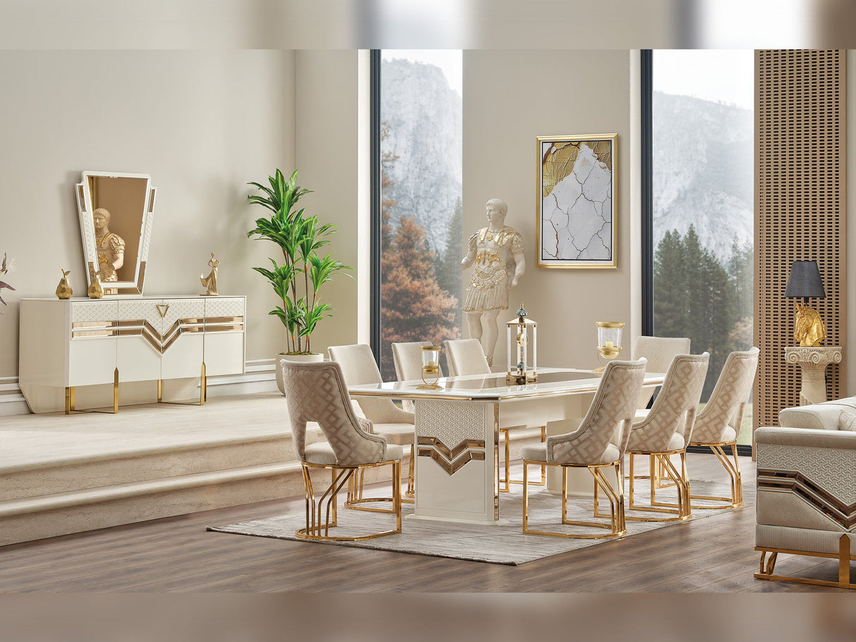 Zen Diningroom (Consol With Mirror & Dining Table & 6 Dining Chair) from Furnia - Luna Furniture