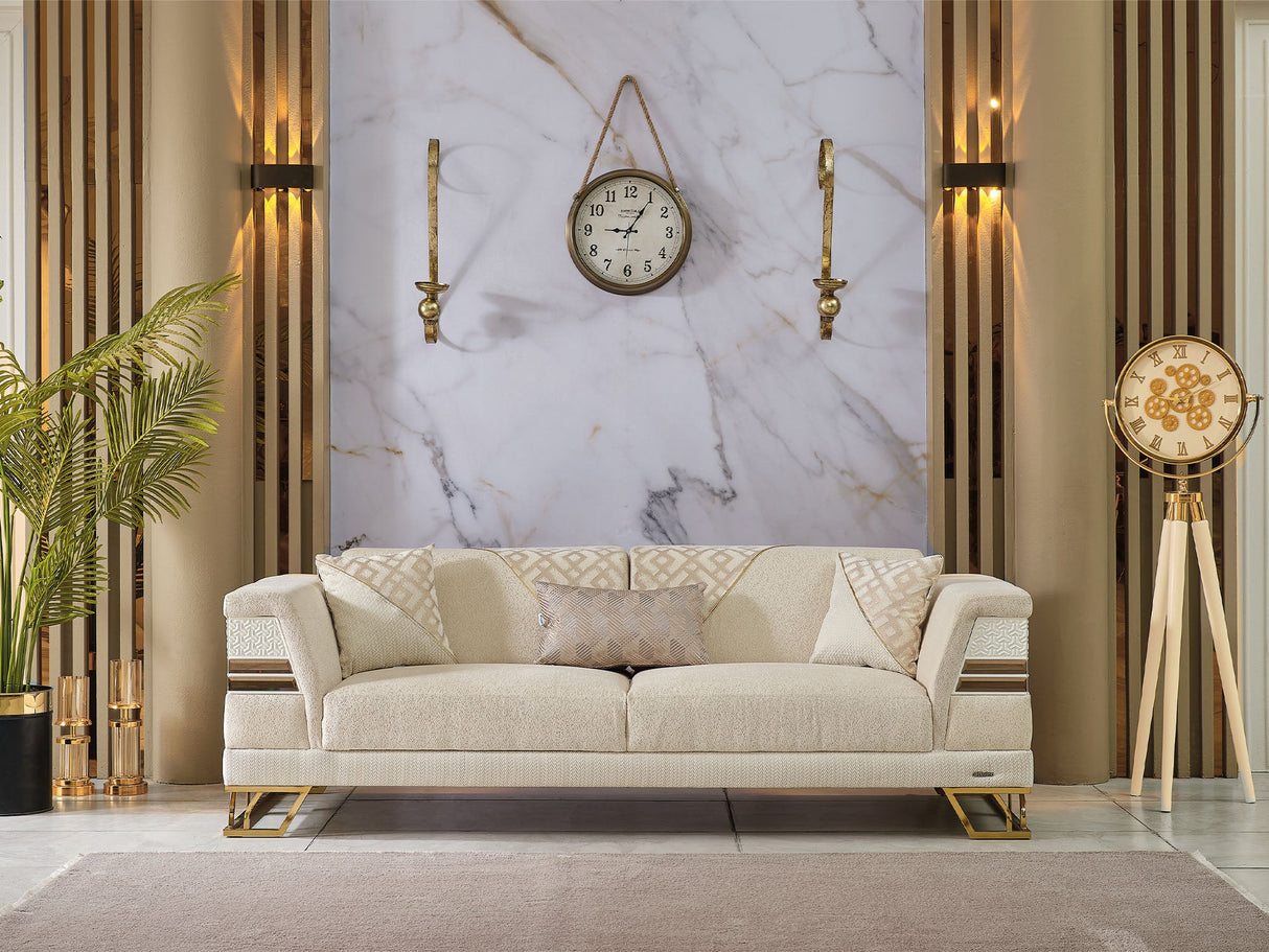 Zen 3-pieces (Sofa & Loveseat & Chair) Livingroom Set in Cream from Furnia - Luna Furniture