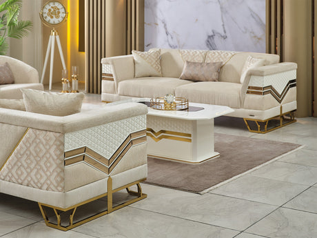Zen 3-pieces (Sofa & Loveseat & Chair) Livingroom Set in Cream from Furnia - Luna Furniture