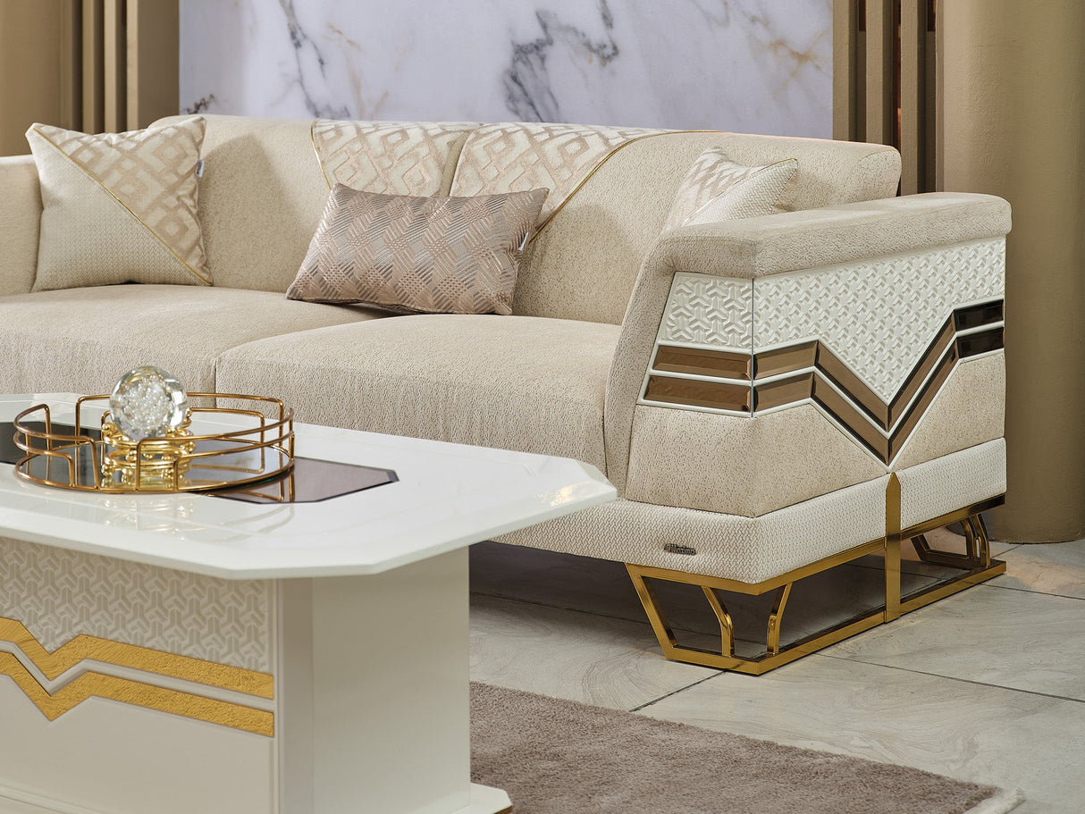 Zen 3-pieces (Sofa & Loveseat & Chair) Livingroom Set in Cream from Furnia - Luna Furniture