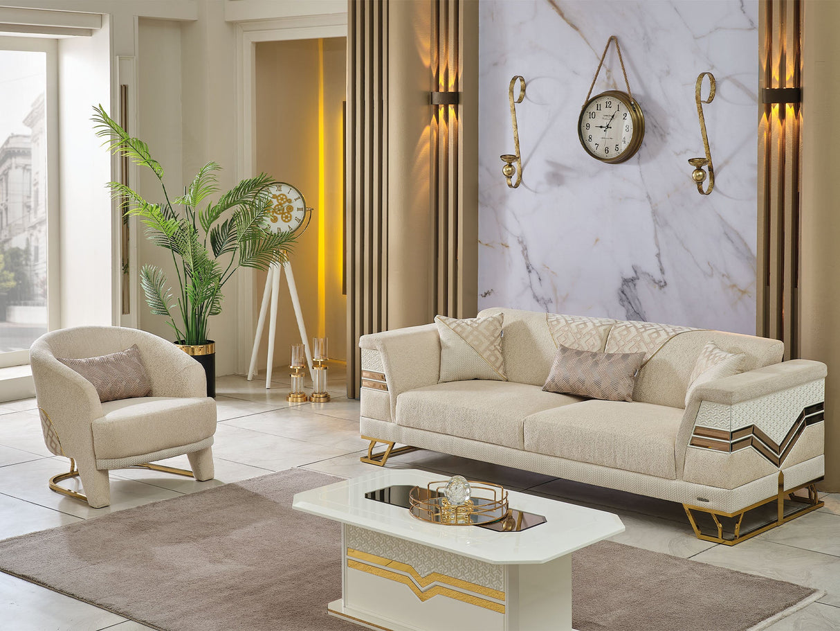 Zen 3-pieces (Sofa & Loveseat & Chair) Livingroom Set in Cream from Furnia - Luna Furniture