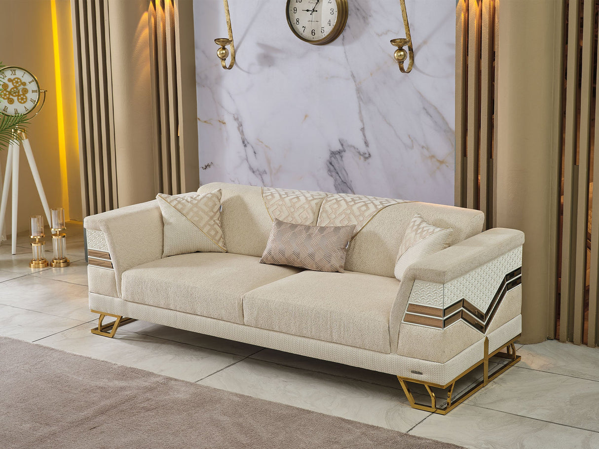 Zen 3-pieces (Sofa & Loveseat & Chair) Livingroom Set in Cream from Furnia - Luna Furniture
