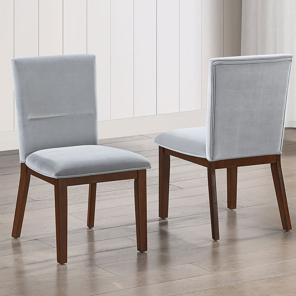 Zen Gray Velvet Side Chair, Set of 2