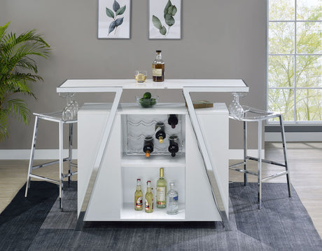 Zena White/Chrome Bar w/LED Lights from Steve Silver - Luna Furniture