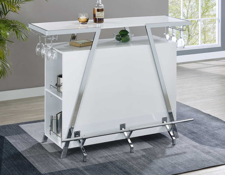 Zena White/Chrome Bar w/LED Lights from Steve Silver - Luna Furniture