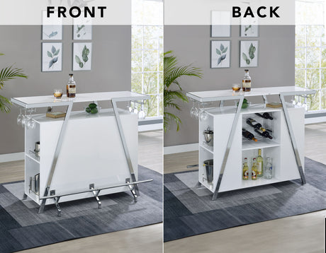 Zena White/Chrome Bar w/LED Lights from Steve Silver - Luna Furniture