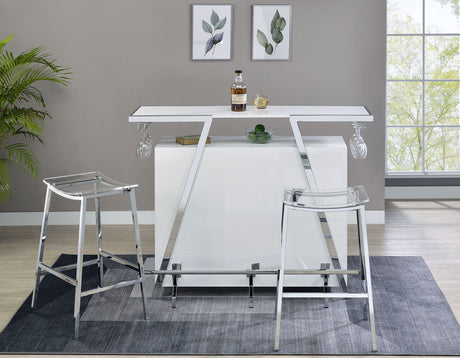 Zena White/Chrome Bar w/LED Lights from Steve Silver - Luna Furniture