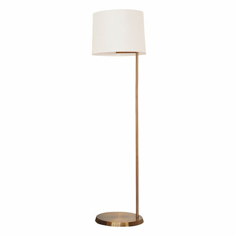 Zenith Offset Brass Base Floor Lamp with Drum-shaped Linen Shade from Ashcroft Furniture - Luna Furniture