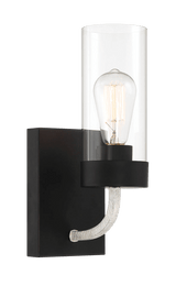 Zephyr Single Light Sconce With Clear Glass Metal Black Finish from Ashcroft Furniture - Luna Furniture