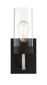 Zephyr Single Light Sconce With Clear Glass Metal Black Finish from Ashcroft Furniture - Luna Furniture