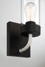 Zephyr Single Light Sconce With Clear Glass Metal Black Finish from Ashcroft Furniture - Luna Furniture