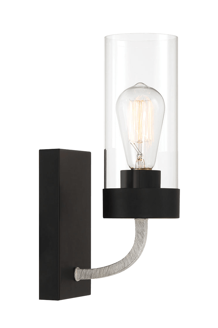 Zephyr Single Light Sconce With Clear Glass Metal Black Finish from Ashcroft Furniture - Luna Furniture