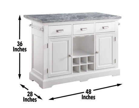 Zermatt 2-Piece Grey Marble Kitchen Island(Island, 2 Counter Stools) from Steve Silver - Luna Furniture