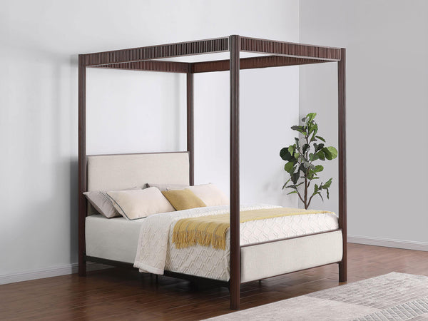 Zimmerleee Rust Brown 89-inch Metal Queen Canopy Bed